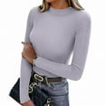 thumbnail image 7 of UQJfacai Womens Mock Turtleneck Long Sleeve Shirts Ribbed Knit Lightweight Pullover Sweater Stretch Slim Fitted Crop Tops, 7 of 7