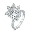 thumbnail image 2 of 5ct D Color Moissanite Rings for Women Emerald Cut VVS1 Engagement Diamond Rings 4-Prong Moissanite Wedding Rings for Women Wife Gifts with Certificate, 2 of 10