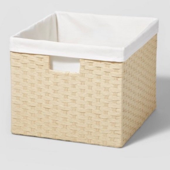 Brightroom Large Lined Woven Milk Crate, STORAGE BOX Natural