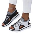 thumbnail image 2 of Domuza Women's Butterfly Knit Wedge Sandals, Breathable Open Toe Slip-On Platform Shoes, Lightweight Comfort Casual Footwear for Summer Outdoor Activities Black 8.5（EU-41）, 2 of 5