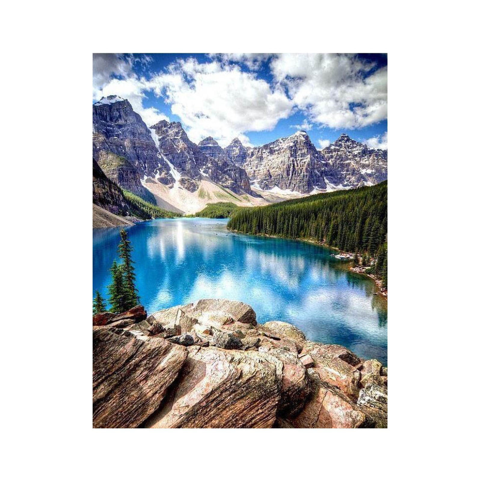 Rhinestone Painting Set Embroidery Art Craft Home Decoration Landscape Series 16X12inch LIK 5D Diamond Painting Full Drill Snow Mountains and Rivers Landscape by Number Kits for Adults 