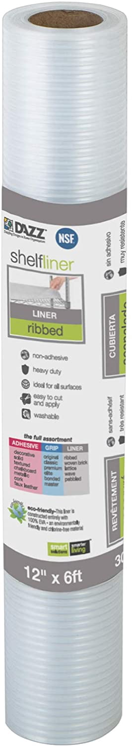 Smart Design Wire Rack Shelf Liner - Ribbed Grip - 12 Inch x 6 Feet - NSF Certified - For Steel Metal Shelves - Home Garage and Kitchen - White