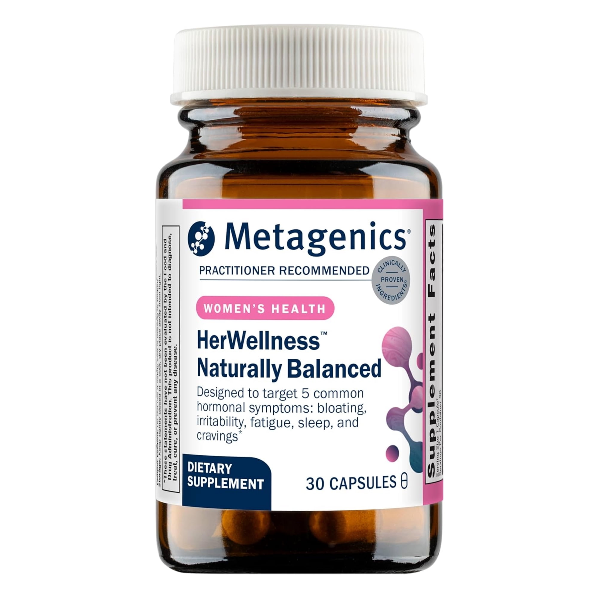 Metagenics HerWellness Naturally Balanced - Hormone Support Supplement* - Aids Sleep, Bloating, Fatigue & More* - Contains Saffron, Licorice Root & Vitamin B6 - 30 Capsules