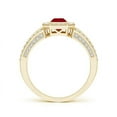 thumbnail image 2 of ANGARA Natural Vintage Style Emerald-Cut Ruby Split Shank Halo Ring in 14K Yellow Gold for Women (Size-6x4mm) | July Birthstone, Birthday, Anniversary, Jewelry Gift for Women | Natural Ruby Ring, 2 of 7