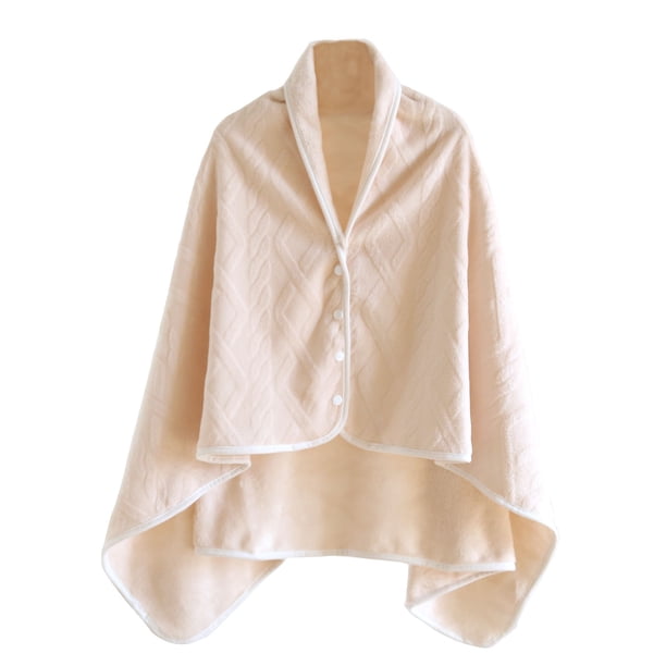 Chal de franela de invierno para mujer, grueso, de color sólido, manta, capa cálida, chal, top de poliéster para mujer