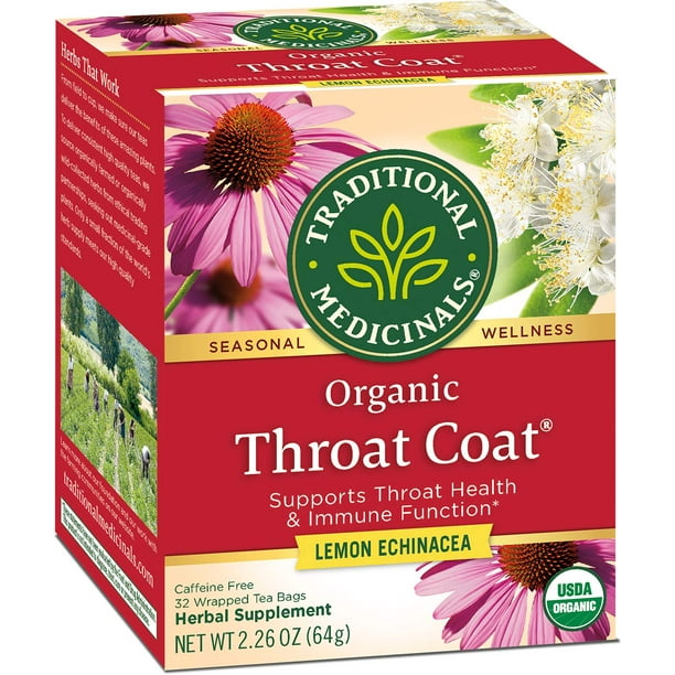 Traditional Medicinals Organic Throat Coat Lemon Echinacea Seasonal Tea