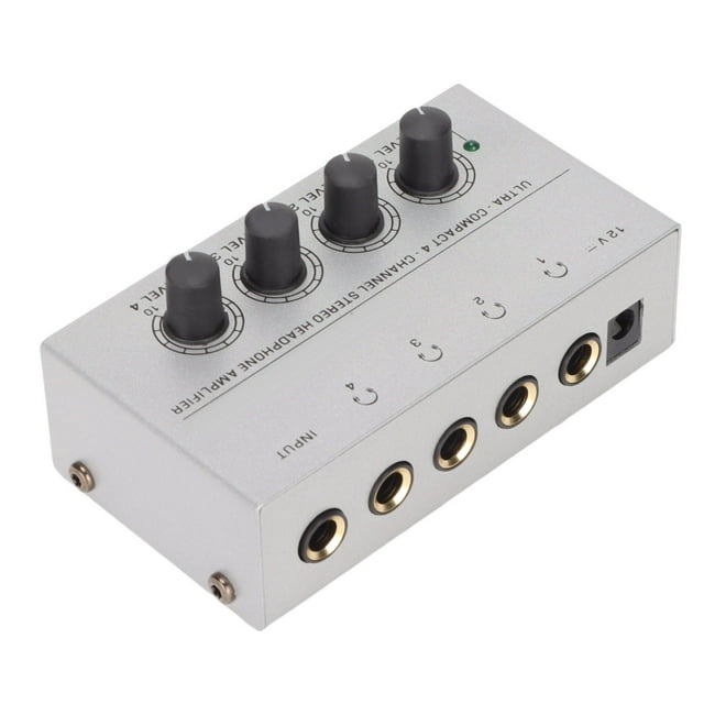 Ultra Compact Headphone Amplifier, 4 Channel Stereo 100-240V Headphone Accessories Portable Metal for Stage EU Plug,US Plug