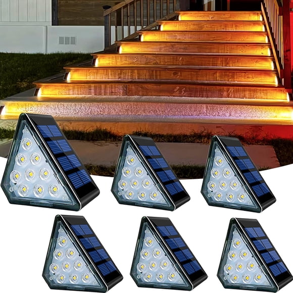 Solar Stair Lights, Dusk to Dawn Step Lights, IP67 Waterproof Outdoor 3000k Warm White Deck Lights Garden Decoration Lights for Yard, Patio