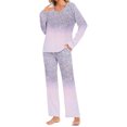 thumbnail image 2 of Jamicy Womens Loungewear Set Gifts for Women Womens Pajama Sets Long Sleeve Sleepwear Round Neck Nightwear Soft Pjs Lounge Sets with Pockets, 2 of 6