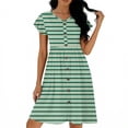 thumbnail image 4 of BUIGTTKLOP Dresses for Women 2026 Summer Casual Knee-Length Dress V-Neck Ruffle Sleeves Striped Front Button down Dresses with Pockets, 4 of 6