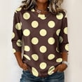 thumbnail image 2 of JULMCOMO Shirts for Women Polka Dot 3/4 Sleeve Crew Neck Casual Loose Fit T Shirts Retro Dot Trendy Comfy Tunic Tops Brown 2XL, 2 of 6