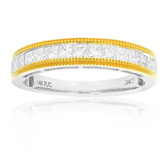 Vir Jewels 3/4 CTTW Princess Diamond Wedding Band for Women Milgrainin 14K White Yellow Gold