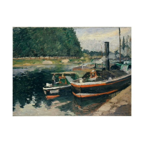 Trademark Fine Art Camille Pissarro Barges At Pontoise Canvas Wall Art - 14x19