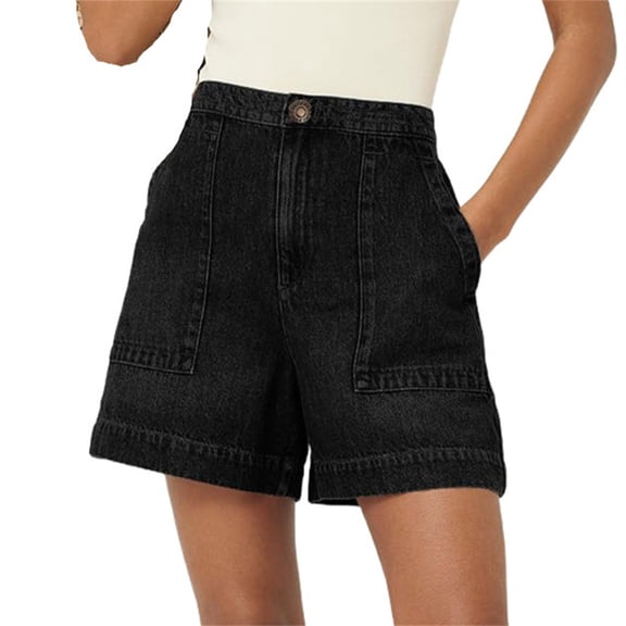 Summer Women High Waisted Casual Denim Shorts Denim Shorts Wide Leg Shorts with Pockets