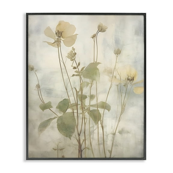Stupell Industries Soft Botanicals Pattern Plants & Flowers Painting Black Framed Art Print Wall Art, 11 x 14
