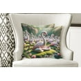 thumbnail image 4 of Ambesonne Flamingo Throw Pillow Cover Pack of 2, Serene Birds Nature Scene, 2 Pcs-26"x16", Soft Pink and Lime Green, 4 of 5
