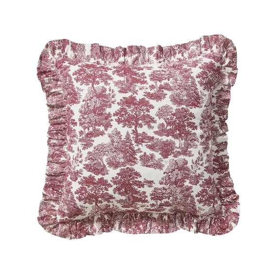 My Texas House 18 in x 18 in Red Forest Toile Decorative Pillow