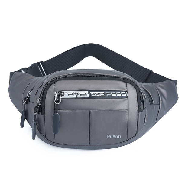 Bolsas de pecho impermeables de nailon para hombre, bolsas de mensajero de cintura con múltiples bolsillos (plata) Tmvgtek Oficina Multiescena Multifunción