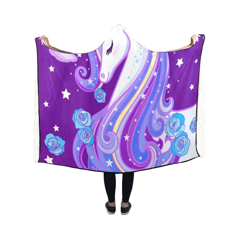 HATIART Hooded Blanket Unicorn Throws Kids Wearable Blanket 40x50Inches