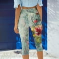 thumbnail image 4 of Leggings for Women under $5! Cagogo Womens Summer Capri Leggings Floral Print Knee Length Soft Stretchy Cropped Pants Athletic Gym Casual Summer Elastic Waist Plus Size Yoga Pants, 4 of 6