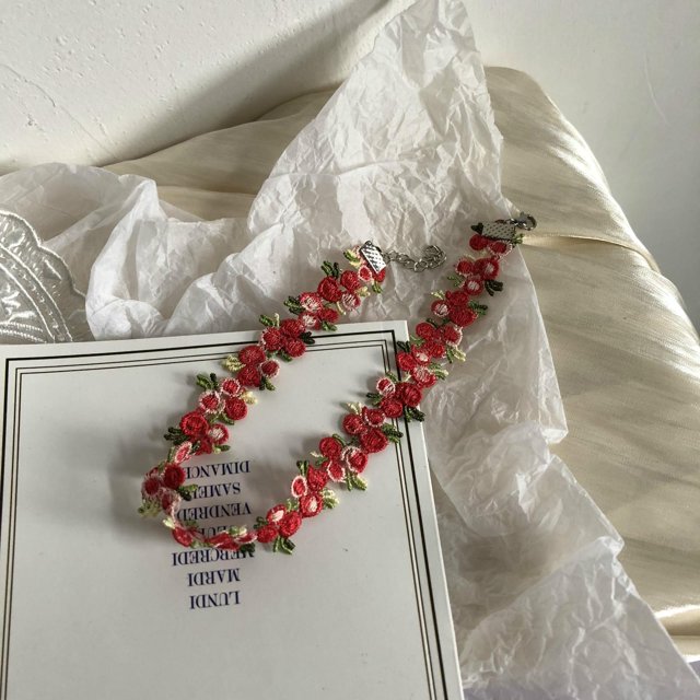 Dulce flores encaje collar gargantilla para mujeres niñas buena calidad bordado moda romántico diseño accesorio Ins Dengxun unisex