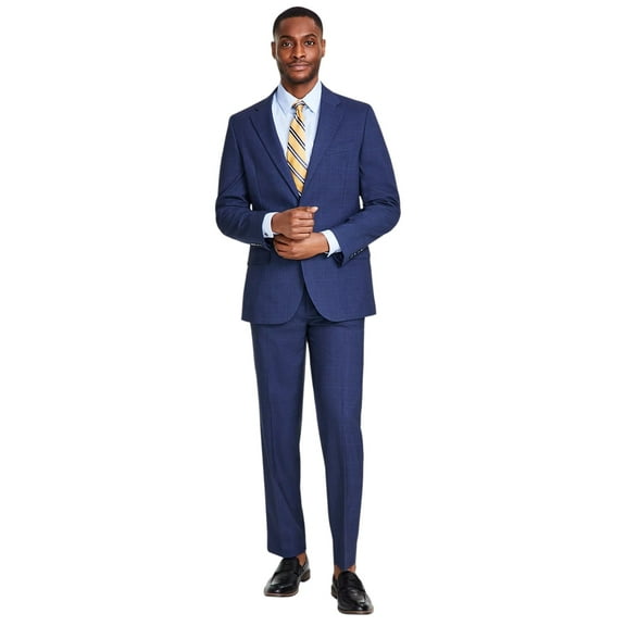 Nautica Mens Modern fit 2 Piece Suit 40 R / 34 Waist Blue Plaid Stretch
