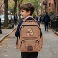 thumbnail image 5 of FKELYI 17 Inch School Bookbag for Kids Backpack Spacious Schoolbag Brown Cartoon Capybara Print Casual Daypack with Multi-Pockets Lightweight Travel Knapsack for Boys Girls, 5 of 7