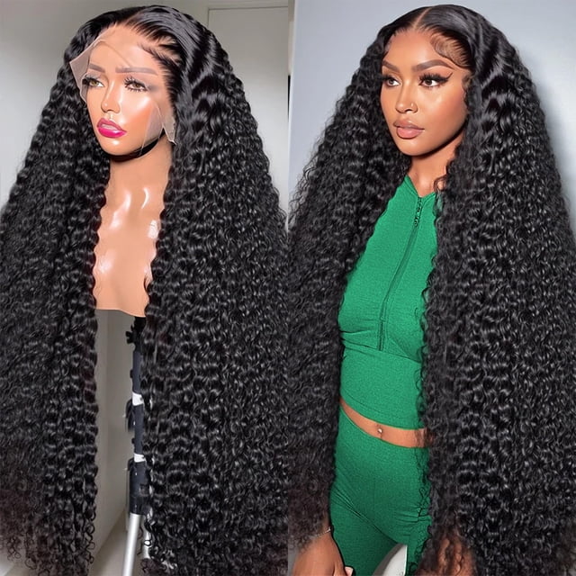 Peluca con encaje en la parte delantera Lovelyworld Deep Wave, 200% de densidad, 50 cm