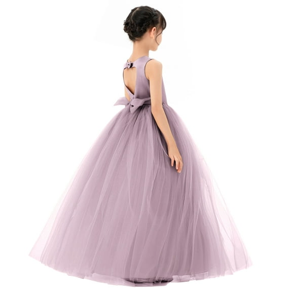 Ekidsbridal Satin Heart Cutout Tulle Flower Girl Dress for Junior Pageants Mini Bridal Gown for Toddlers Graduation Ceremony 247 6
