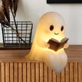 thumbnail image 7 of Halloween Ghost Figurine Statue, Cute Ghost Reading Book Lamp, 3D Unique Night Light Gifts Tabletop Ornament Decoration Cartoon Resin Sculpture for Holiday Decor, S, 7 of 7