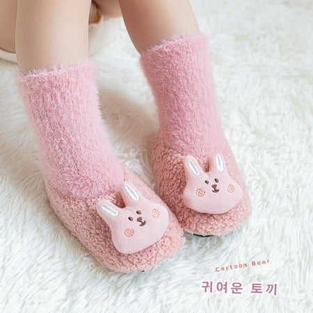 

TOWED22 Infant Baby Boy Girls Toddlers Indoor Animals Slipper Shoes Antislip Socks Booties First Walkers Size 5 Toddler Socks Pink