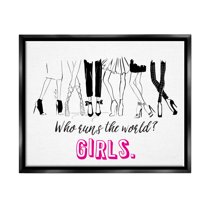 Stupell Industries Girls Run The World Glam Graphic Art Jet Black Floating Framed Canvas Print Wall Art, Design by Alison Petrie