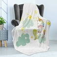 thumbnail image 4 of Unicorn Soft Flannel Fleece Blanket, Baby Mystic Unicorn Girl Sitting on Fluffy Clouds and Hunting Nursery Image Print, Cozy Plush for Indoor and Outdoor Use, 50" x 60", Green Yellow, by Ambesonne, 4 of 5