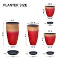 thumbnail image 2 of FIASON 4 Pack Tall Planters 24/21/12/10 Inch, Sunset Red Gradient Speckled Faux Ceramic Plant Pots with Drainage Hole, Mesh Filter & Saucers, Indoor Outdoor Flower Pots for Patio Porch, 2 of 7