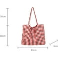 thumbnail image 3 of SPEKSEE Gingham Tote Bag Vintage Shoulder Tote Lightweight Shoulder Bag Gingham Large Capacity Handbag, 3 of 7