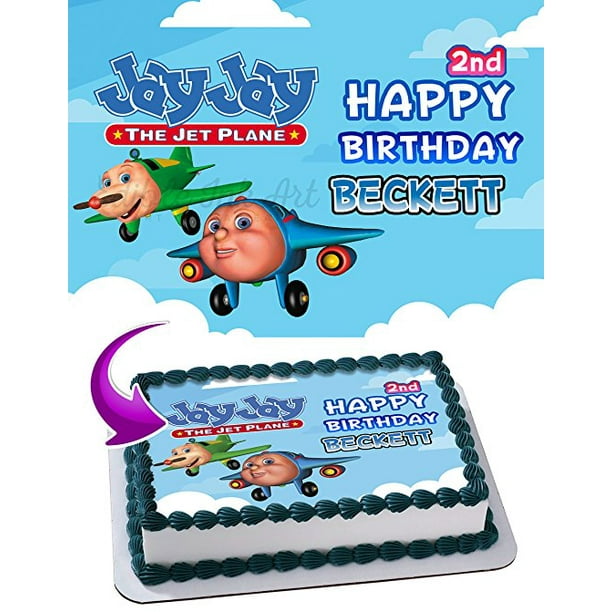 Jay Jay the Jet Plane Edible Image Cake Topper Personalized Icing Sugar ...