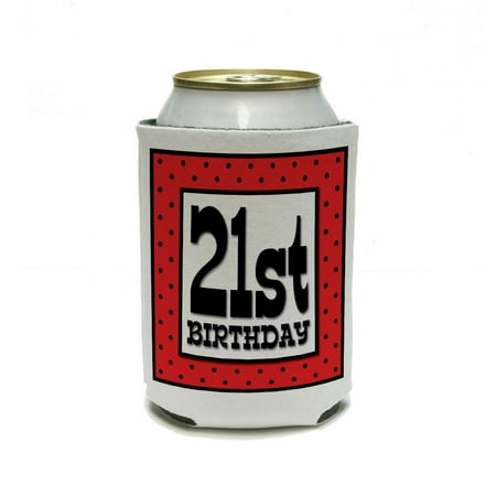 21st Twenty-First Birthday Red Black Polka Dots Can Cooler Drink Insulator Beverage Insulated (Best Alcoholic Drinks For 21st Birthday)