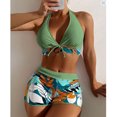 thumbnail image 4 of Swimsuit, Print Pattern Bikini Halter Neck  for Pool White,Black,Light Green,OD Green,Dark Green, 4 of 5