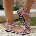 thumbnail image 2 of Hinvhai Women's Flat Sandals, Comfort Slip-on Elastic Ankle Strap Slingback Light Weight Casual Walking Sandals Purple 6.5(38), 2 of 9