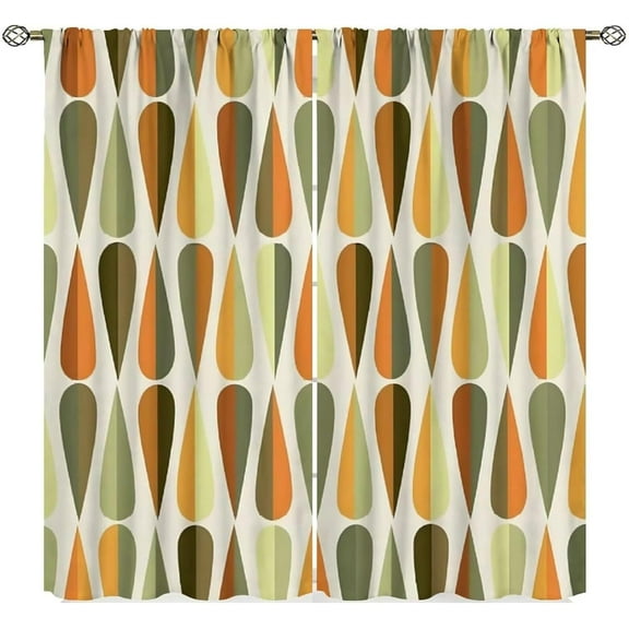 Mid Century Modern Curtains, Abstract Atomic Starburst Geometric Diamond Pattern Window Treatments for Bedroom Living Room,1950s 1960s Vintage Decorative Drapes 2 Panel Sets 42x54 Inch Blackout