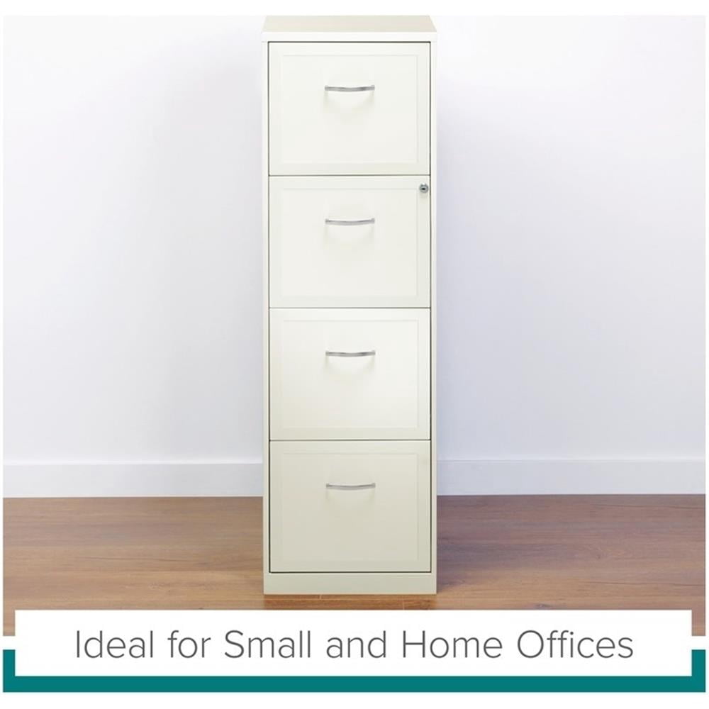 Pemberly Row 18" 4-Drawer Traditional Metal Filing Cabinet in White