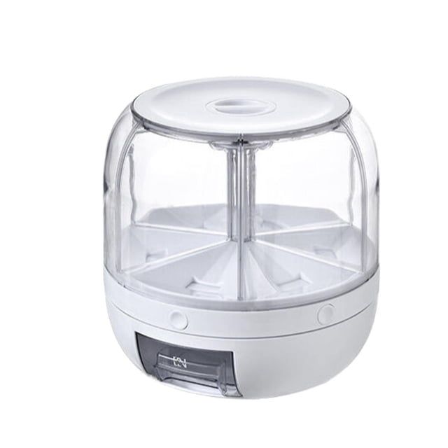 Gkeoshab Food Storage Rice Dispenser Grain Storage Container Dispenser 360°Rotation & One Click Output Grain Container With 6 Compartments Kitchen Household Cereal Dispenser For Small Grains