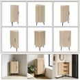 thumbnail image 6 of Small Corner Table Wood Bathroom Floor Cabinet Space Saving Corner Organizer Shelf with Carved Rattan Door for Kitchen Bedroom and Narrow Spaces (Natural), 6 of 7