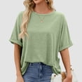 thumbnail image 4 of Women Oversized T Shirt 60 Polyester 35 Rayon 5 Spandex Crewneck Short Sleeve for All Seasons, 4 of 7