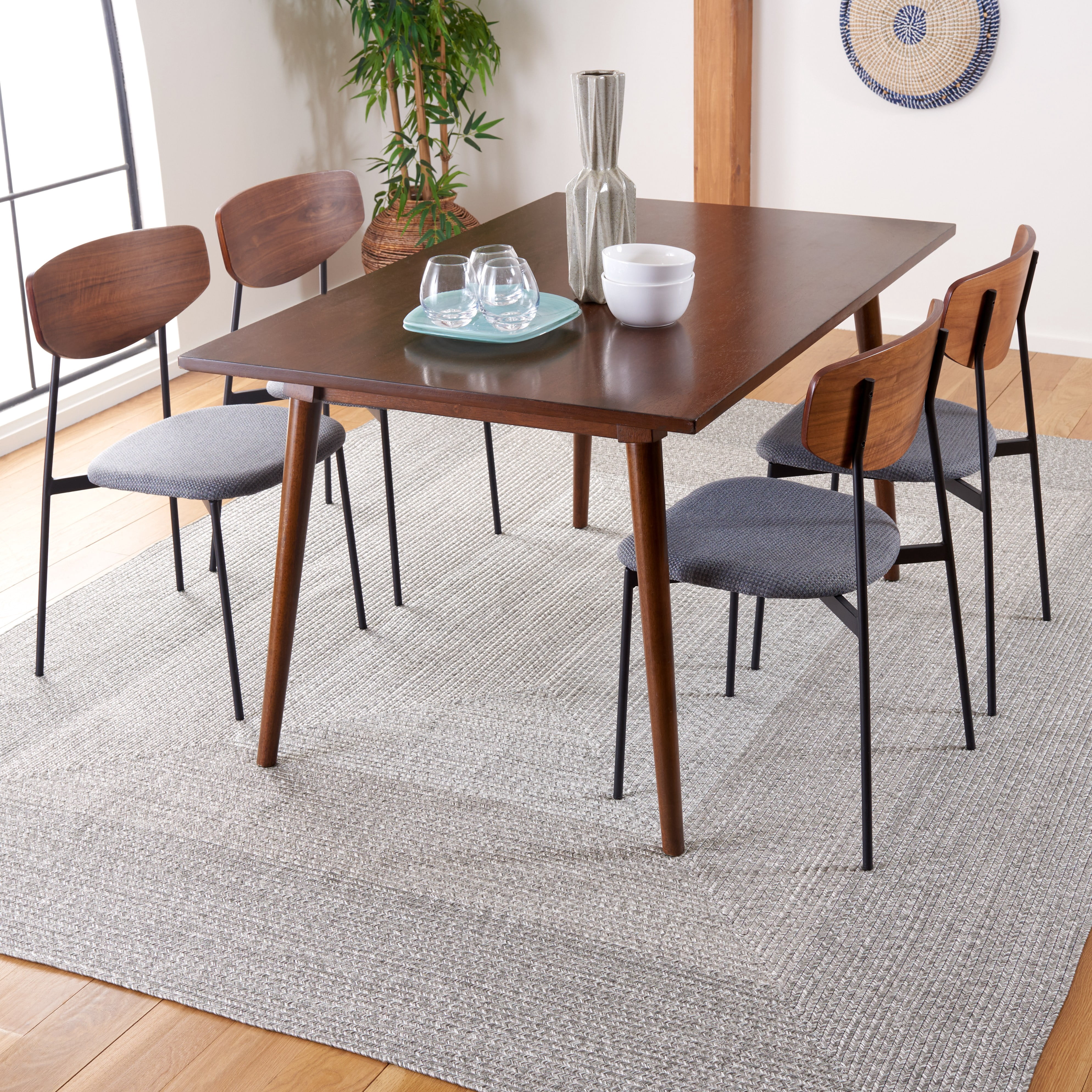SAFAVIEH Braided Evangeline Bordered Machine Washable Reversible Area Rug, Grey, 8' x 10'