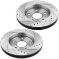 thumbnail image 3 of 302mm Front Drilled & Slotted Disc Brake Rotors + Ceramic Pads + Cleaner & Fluid Fits for Chrysler Town & Country, Dodge Grand Caravan/Journey, Ram C/V, Volkswagen Routan, 3 of 4