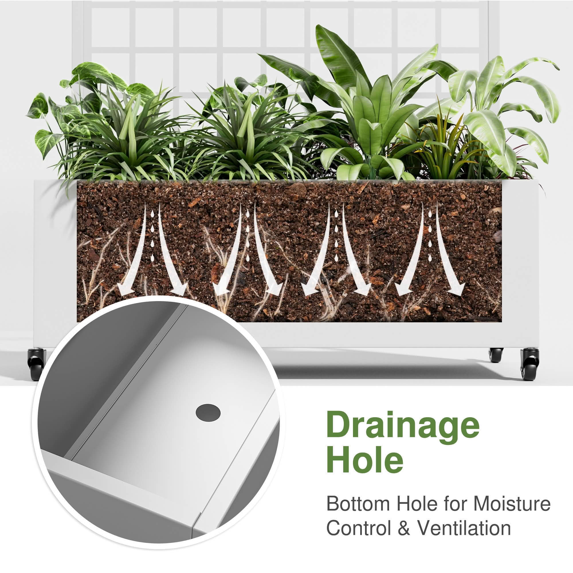 MAYEERTY 72x35x16 Inch White Metal Arched Planter Box with Trellis, 3 Piece Set for Outdoor Garden & Patio