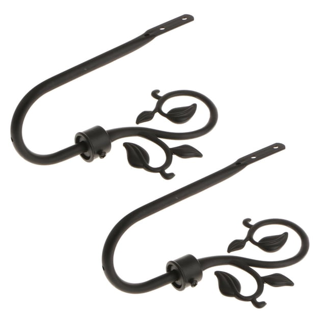 GUOOL Crochet de Rideau en Forme de U en Métal 2 Pcs Noir