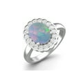 thumbnail image 2 of 925 Sterling Silver 6mm Round Shape Ethiopian Opal Solitaire Valentines Day Gifts Ring for Women, 2 of 4