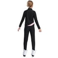 thumbnail image 2 of Aislor Girls Figure Skating Jacket Ice Ballet Dance Long Sleeve Jackets with Leggings for Competition Pink 13-14, 2 of 7